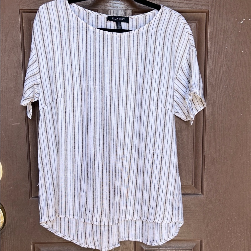 Ellen Tracy Women's Beige Striped Blouse